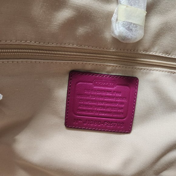 Coach Peyton Op Art Fusia Wine Red Large Embossed Leather Signature Tote - Picture 5 of 5